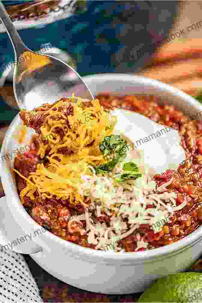 A Bowl Of Steaming Texas Chili Garnished With Cheese And Onions Hearty Soups Stews Chili Chowders: Slow Cooker Beef Chicken More (Southern Cooking Recipes)