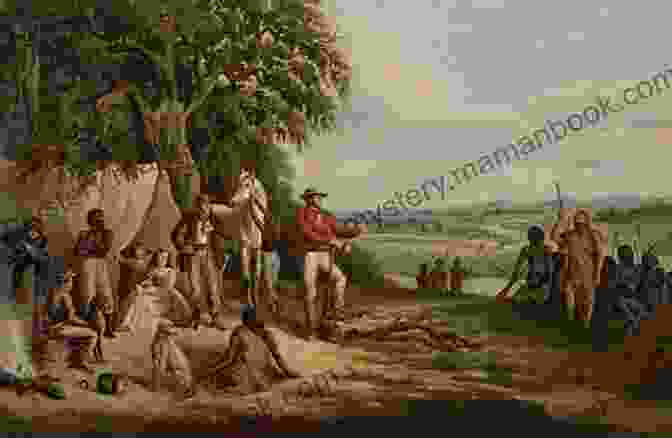A Painting Depicting Early Settlers Struggling Through A Dense Forest, Surrounded By Towering Trees And Rugged Terrain. Tales Of Survival In Colonial New England (Colonial Life 2)