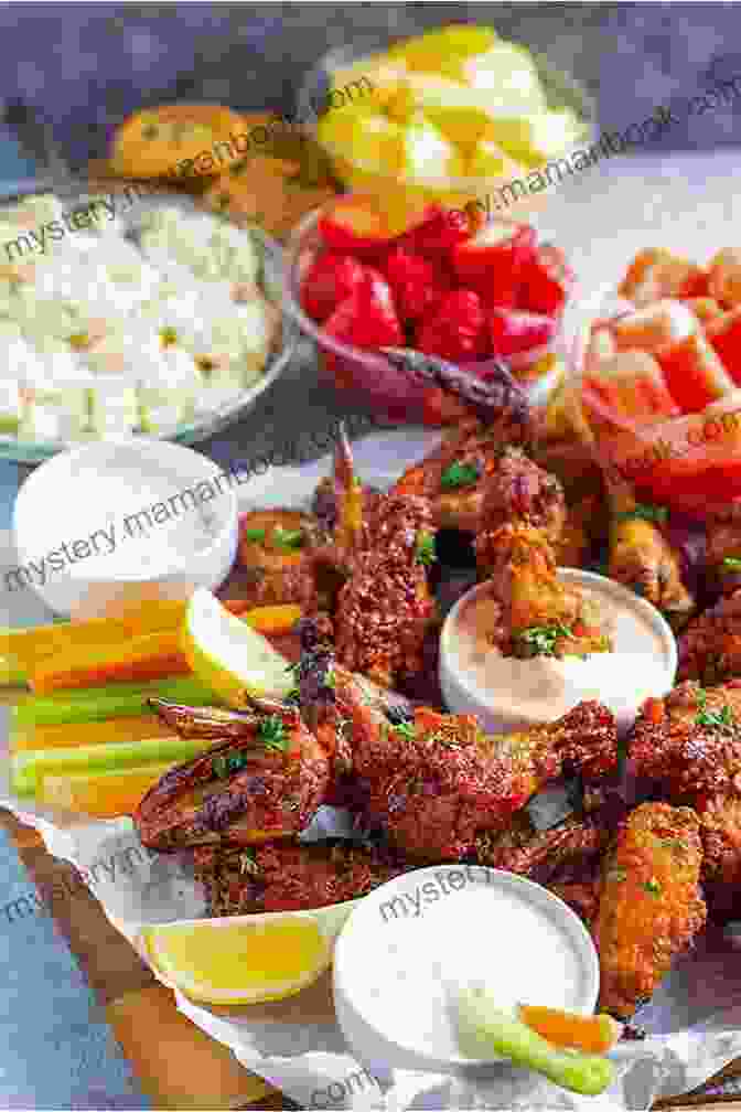 A Platter Of Crispy And Juicy Chicken Wings With Various Dipping Sauces Steaks Ribs Wings Sides: Includes Deviled Egg Potato Salad Coleslaw Recipes (Southern Cooking Recipes)